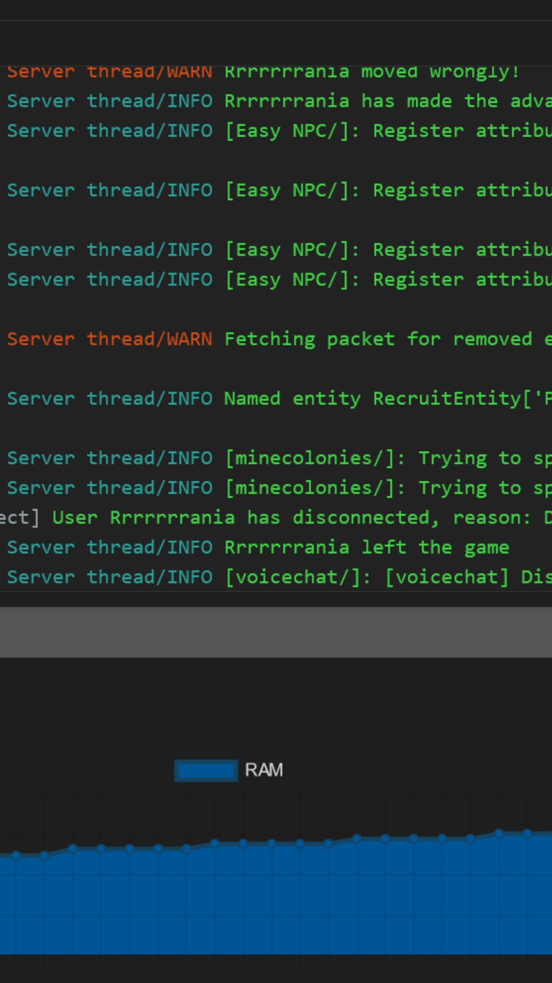 Minecraft server console 